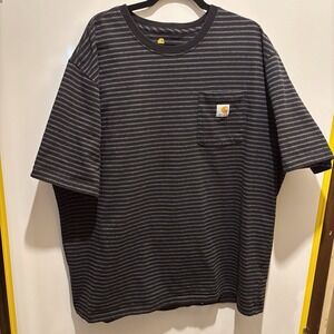 Carhartt Black N Gray Stripe‎ T-shirt Mens 2XL 56" X 29"